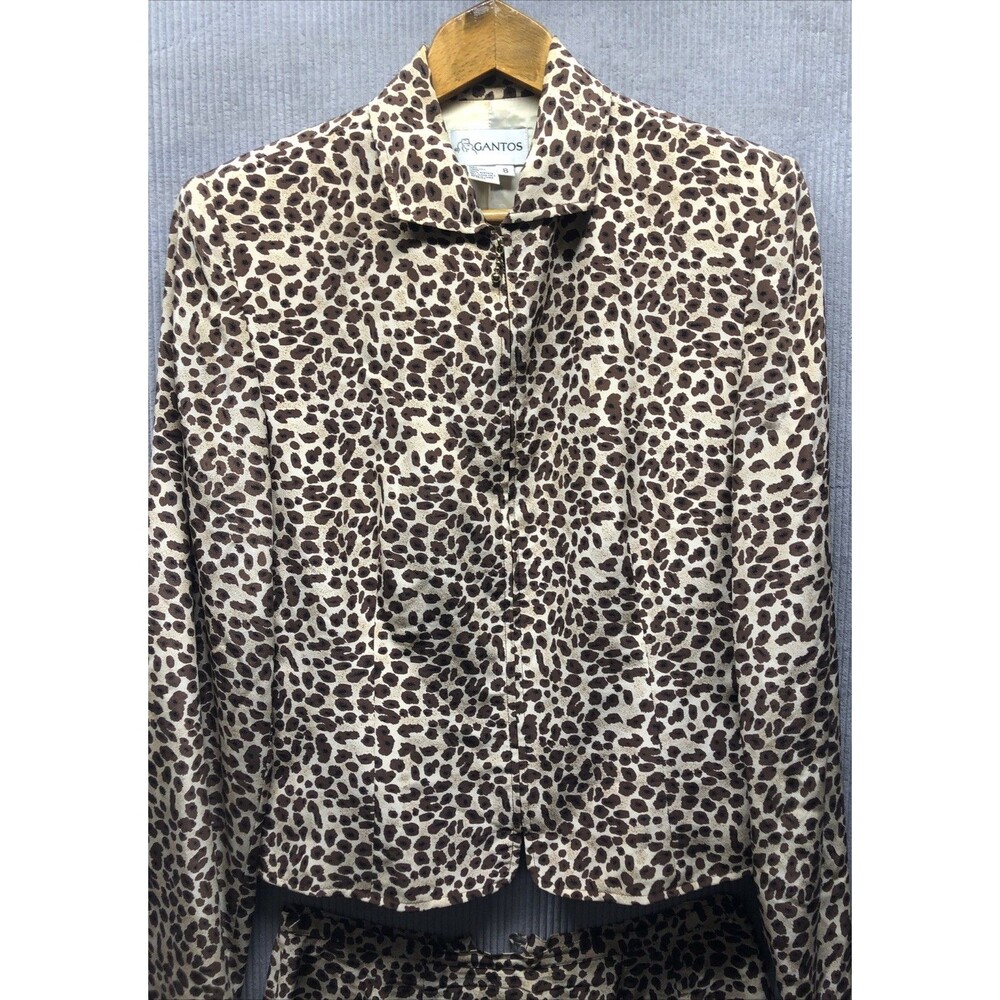 Gantos Womens Silk Skirt Set Size 8 Cheetah Needs Dry Cleaned Stains